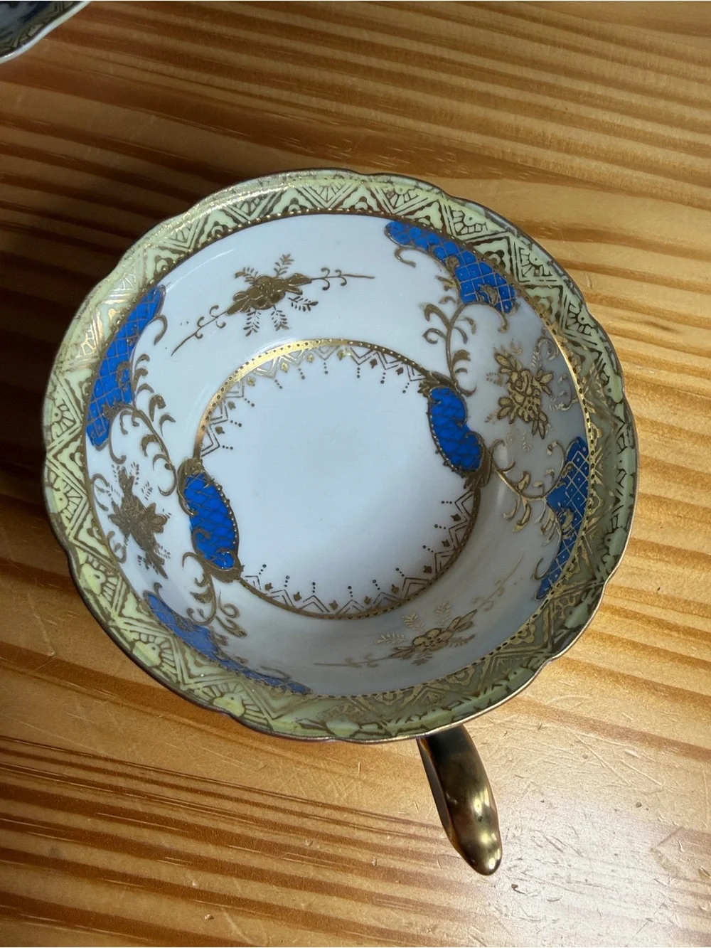 Vintage Mid-Century MB Japan Porcelain Saucer Gold Backstamp Ring Dish Flawed
